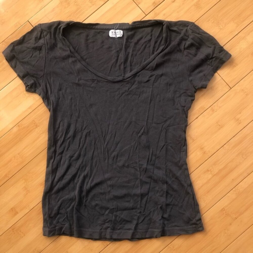 Velvet by Graham & Spencer Cotton Slub Tee Army Green Short Sleeve Scoop Neck Sm